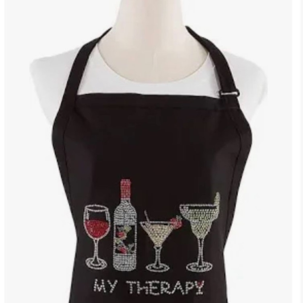 Black 'My Therapy' Wine & Cocktail Apron